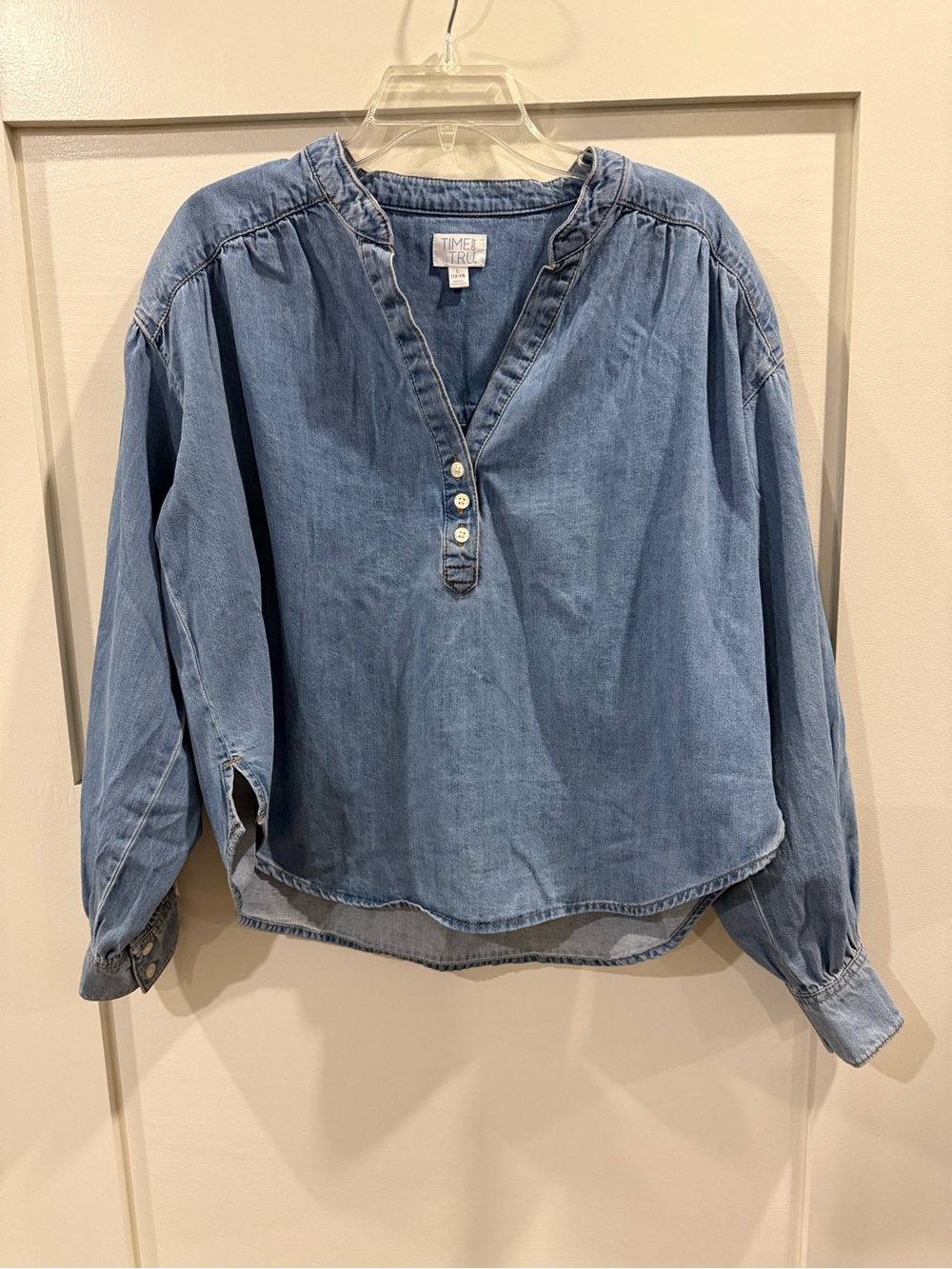 Women's Light Blue Denim Pullover Shirt